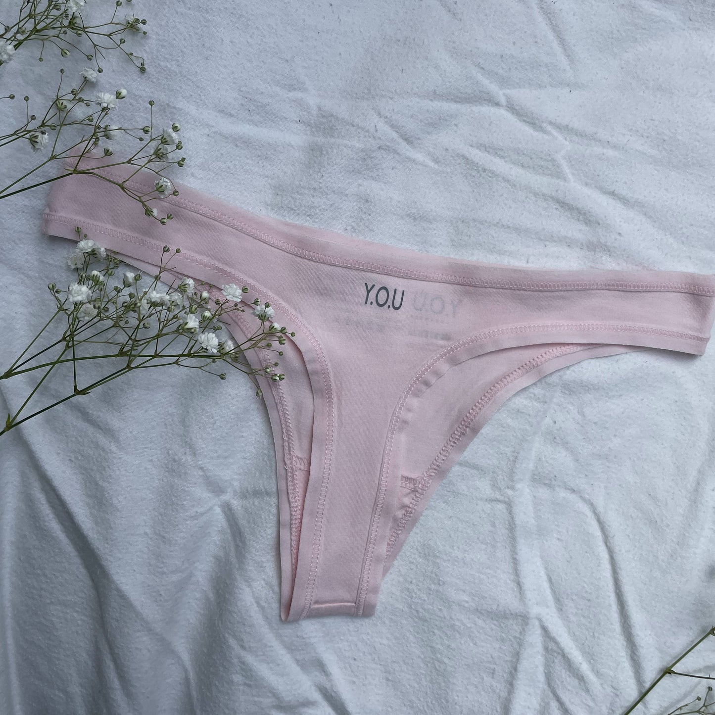 Women's organic cotton thong in light pink
