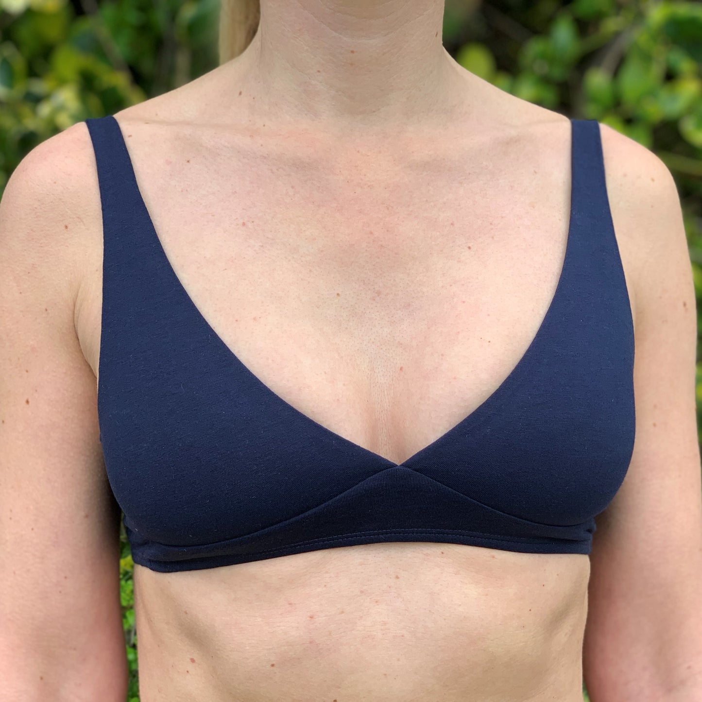 Women's organic cotton bralette in navy blue