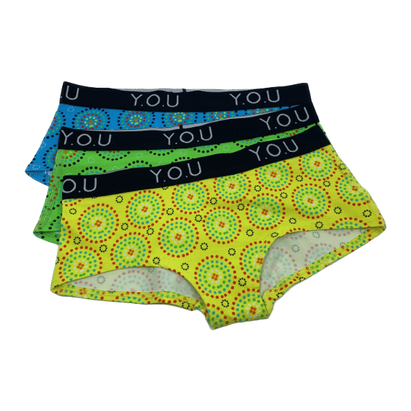 Women’s organic cotton boy shorts with Y.O.U elastic - Mara design - Pack of 3 - Y.O.U underwear