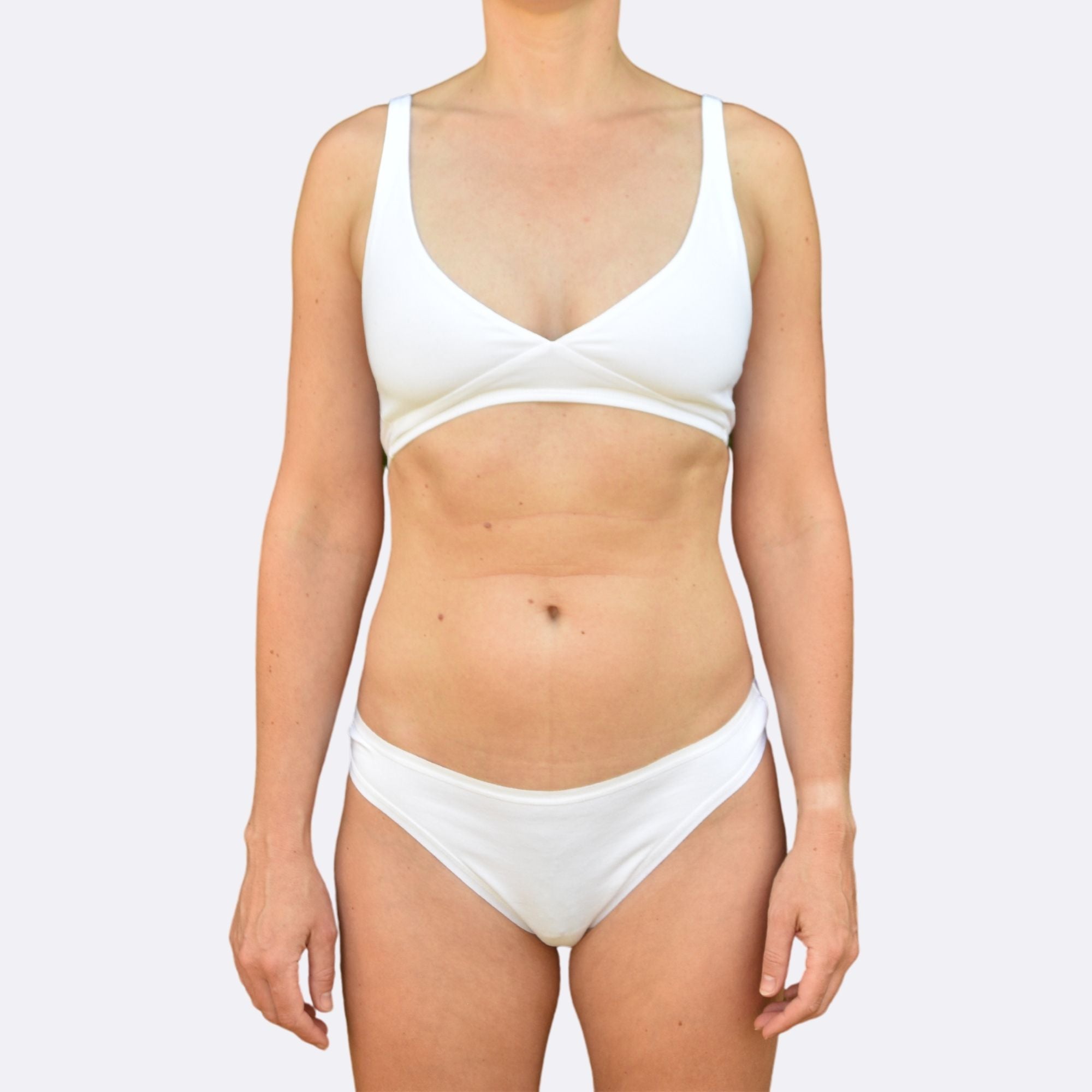 Women's organic cotton matching bralette and thong set - white - Y.O.U underwear