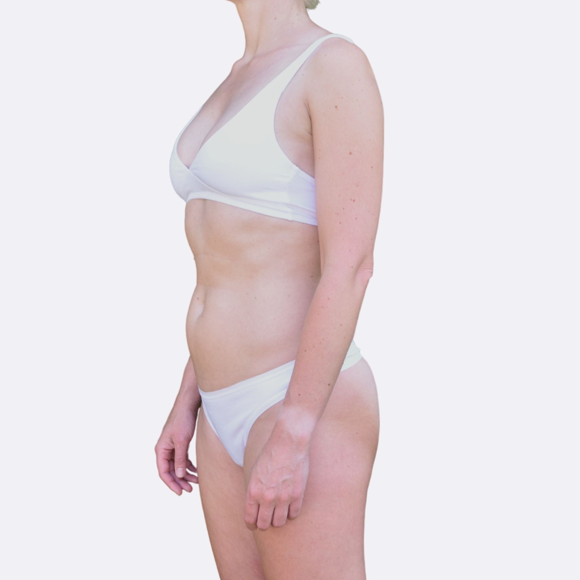 Women's organic cotton matching bralette and thong set - white - Y.O.U underwear