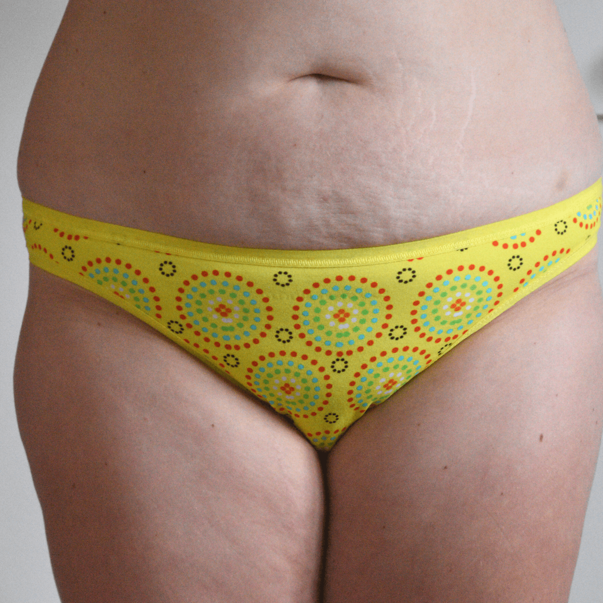 Women's organic cotton thong - Yellow Mara design - Y.O.U underwear