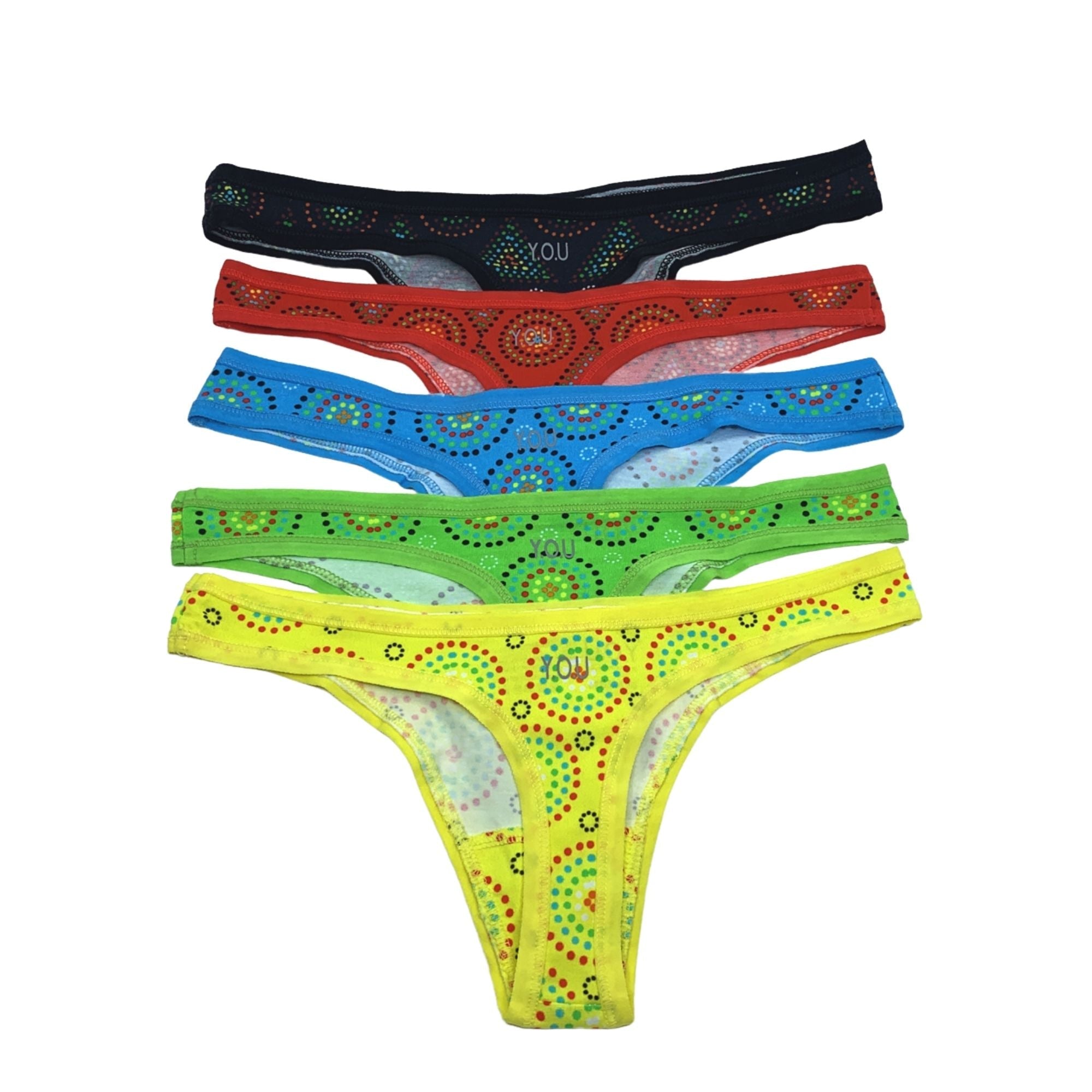 Women's organic cotton thongs - Mara design - Pack of 5 - Y.O.U underwear