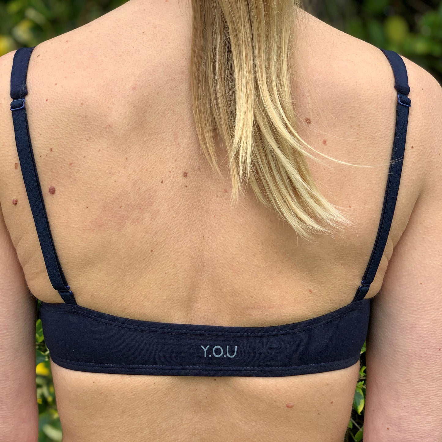 Women's organic cotton bralette in navy blue