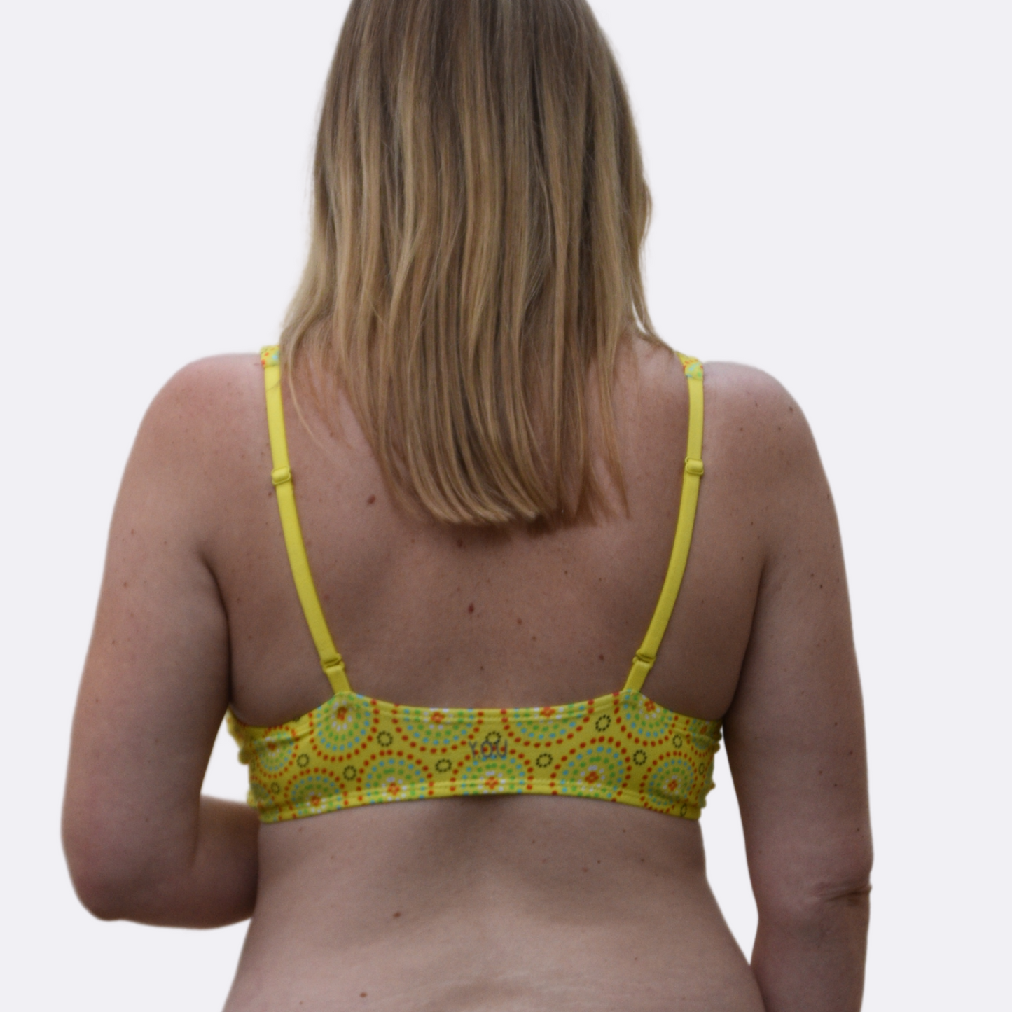 Women's organic cotton bralette - Yellow Mara design