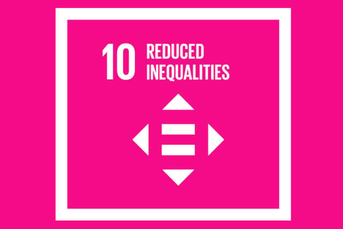 Sustainable Development Goal 10: Reduced Inequalities  on a pink background