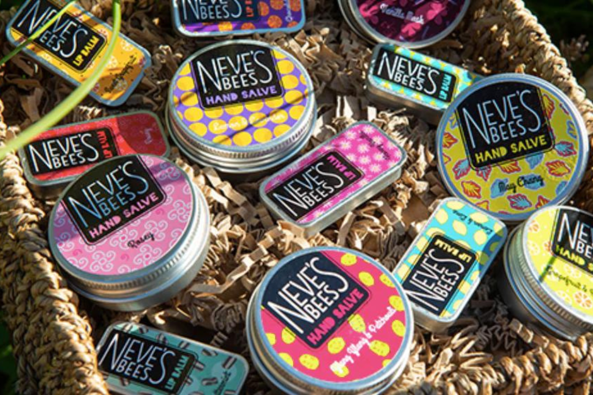 Neve's Bees hand salves and lip balms