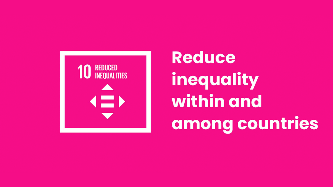 Sustainable Development Goal 10: Reduced Inequalities  on a pink background