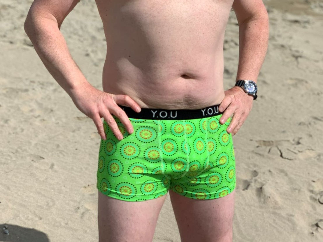 Men's organic cotton trunks - Green Mara design