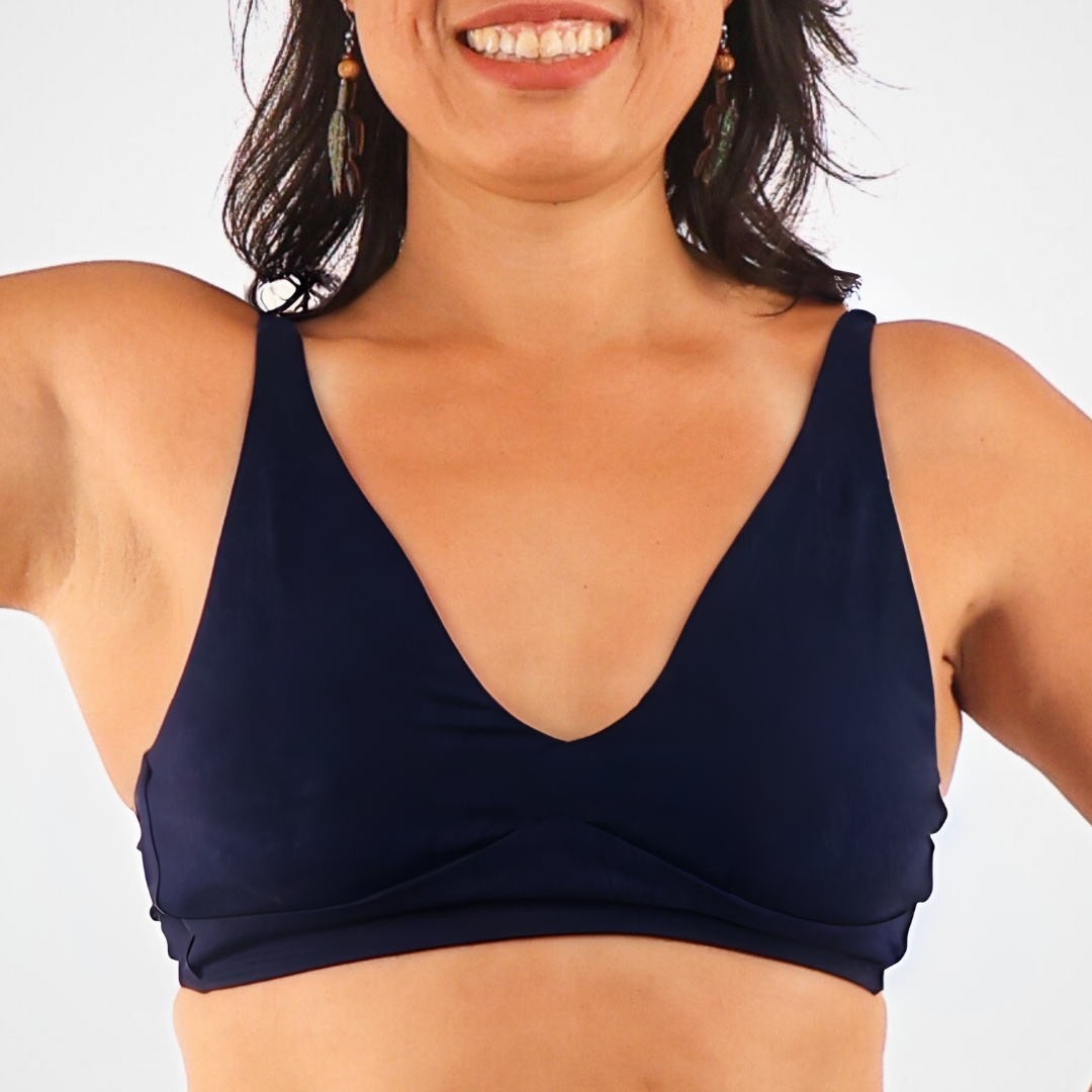 Women's organic cotton bralette in navy blue