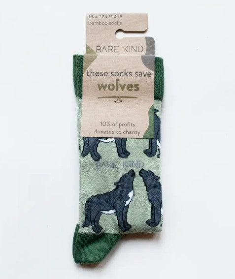 Bare Kind Bamboo Socks - Save the Wolves