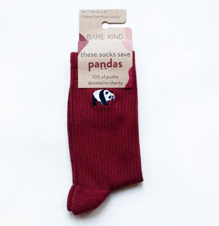 Ribbed Panda Socks - Bare Kind Bamboo Socks - Save the Pandas