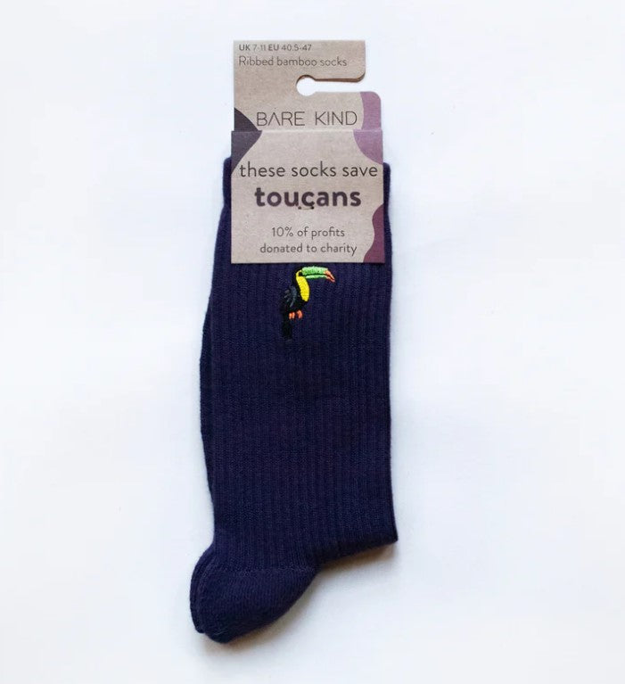 Ribbed Toucan Socks - Bare Kind Bamboo Socks - Save the Toucans