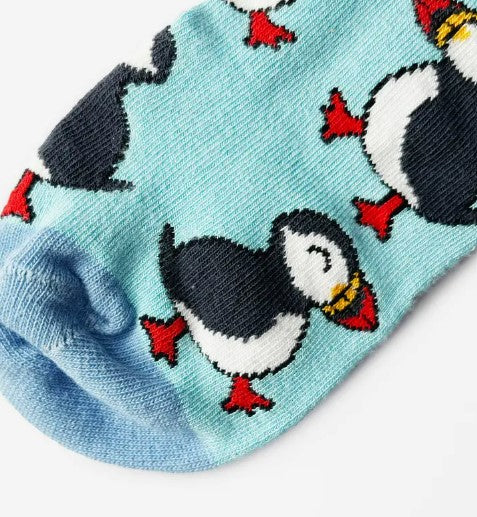 Bare Kind Bamboo Trainer Socks - Save the Puffins