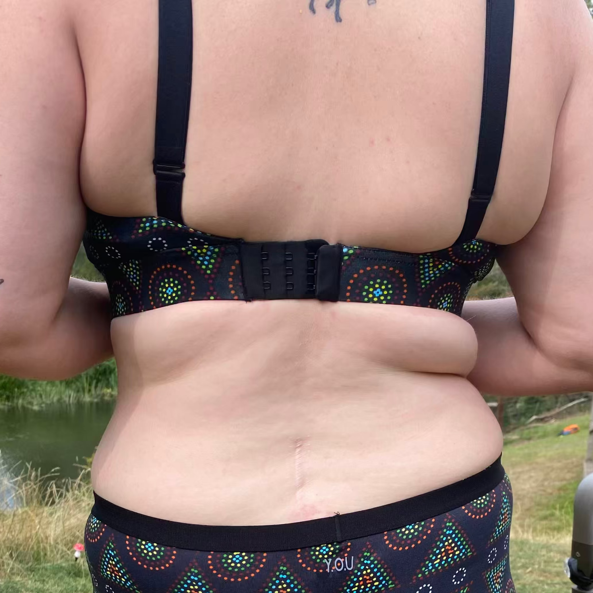 model wearing organic cotton more supportive bra black mara - You Underwear