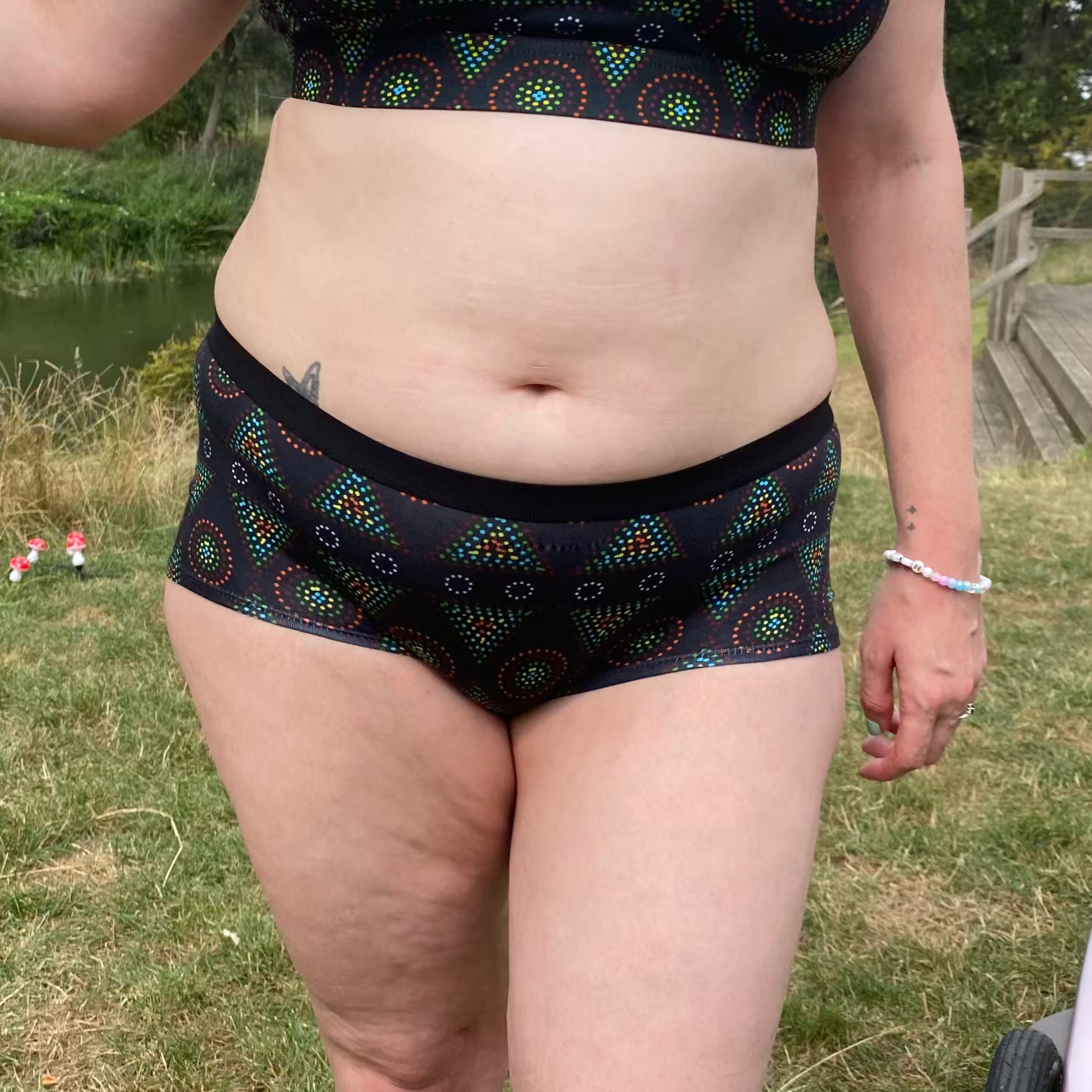 model wearing organic cotton boy shorts black mara- You Underwear