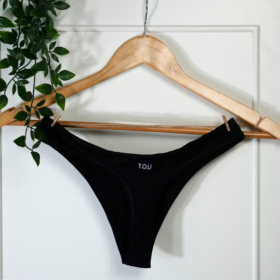 Women's Organic Cotton Black Thong