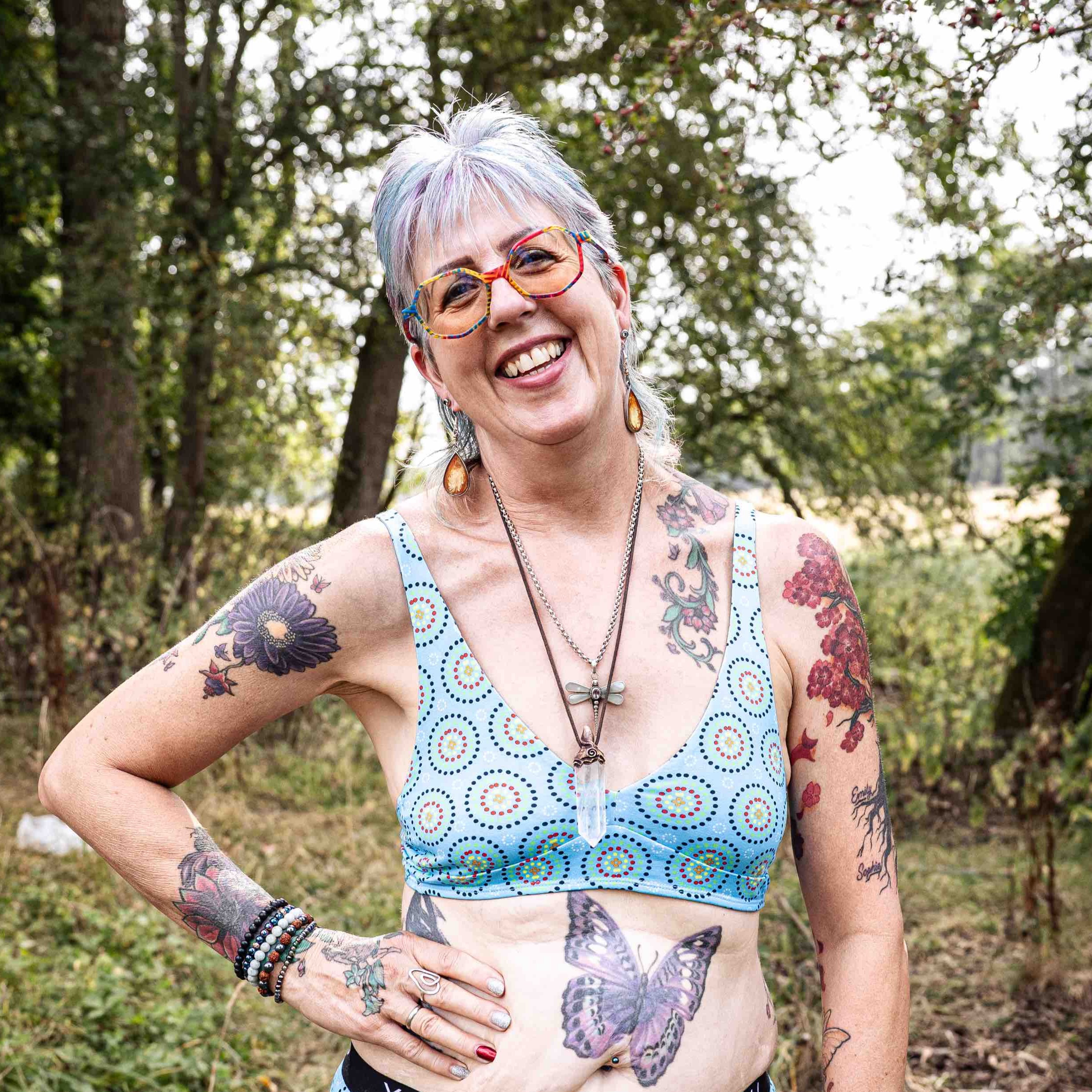 Women's organic cotton bralette - Blue Mara design