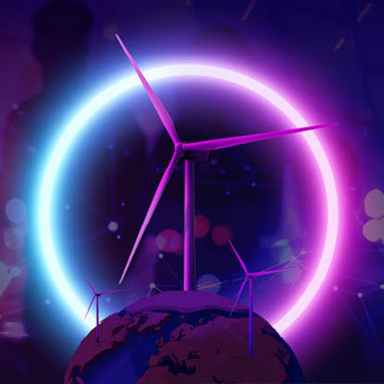 Business Green Leaders Award With a wind turbine that glows blue and purple