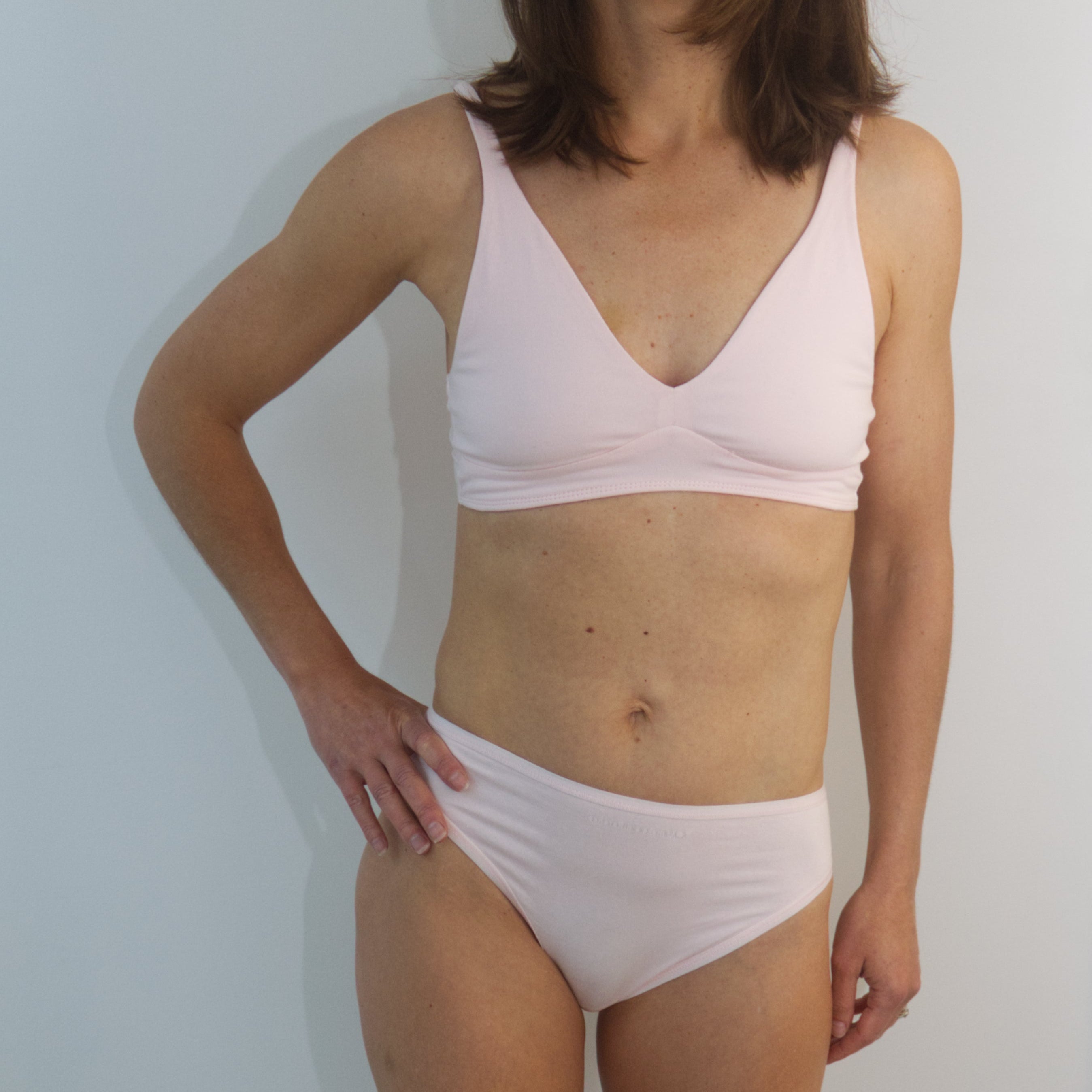 Sample Sale - Women's organic cotton mid-rise bikini bottoms in light pink