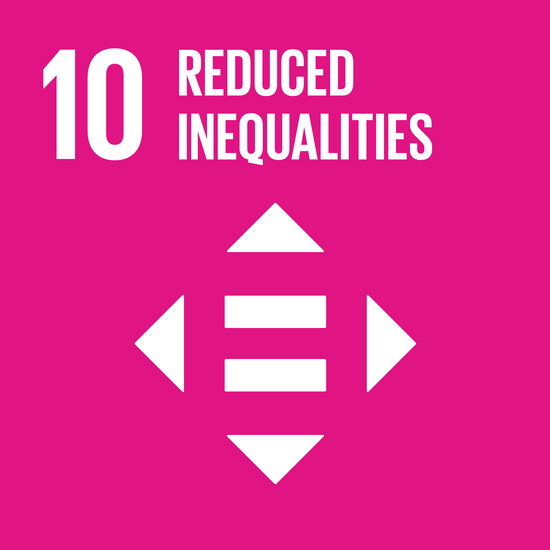 SDG 10 symbol on a pink background