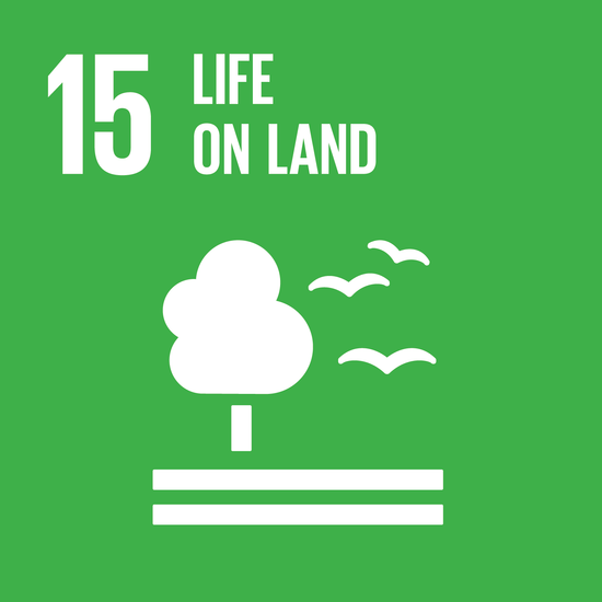 SDG 15 symbol on a green background