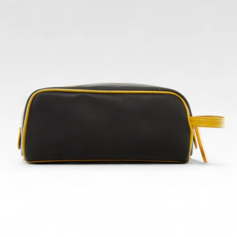 The Elvis and Kresse yellow printing blanket travel case on a white background