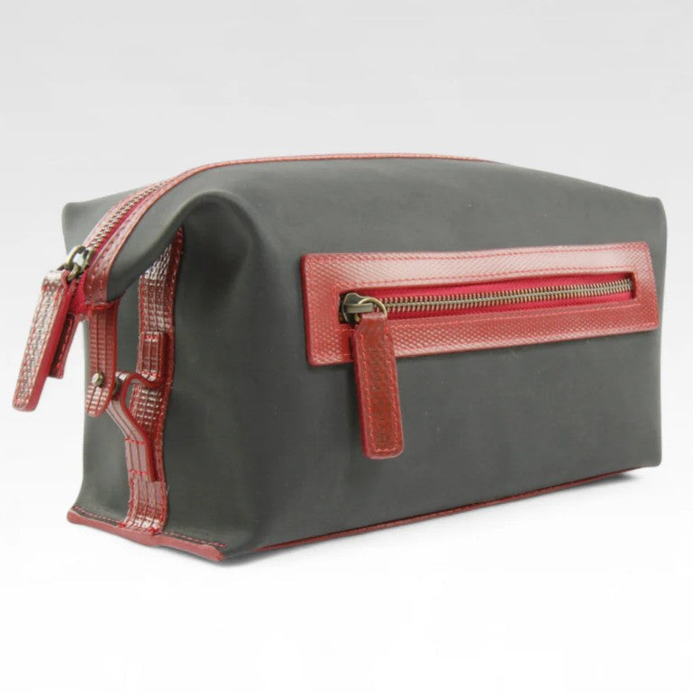 Elvis and Kresse black and red large wash bag on a white background