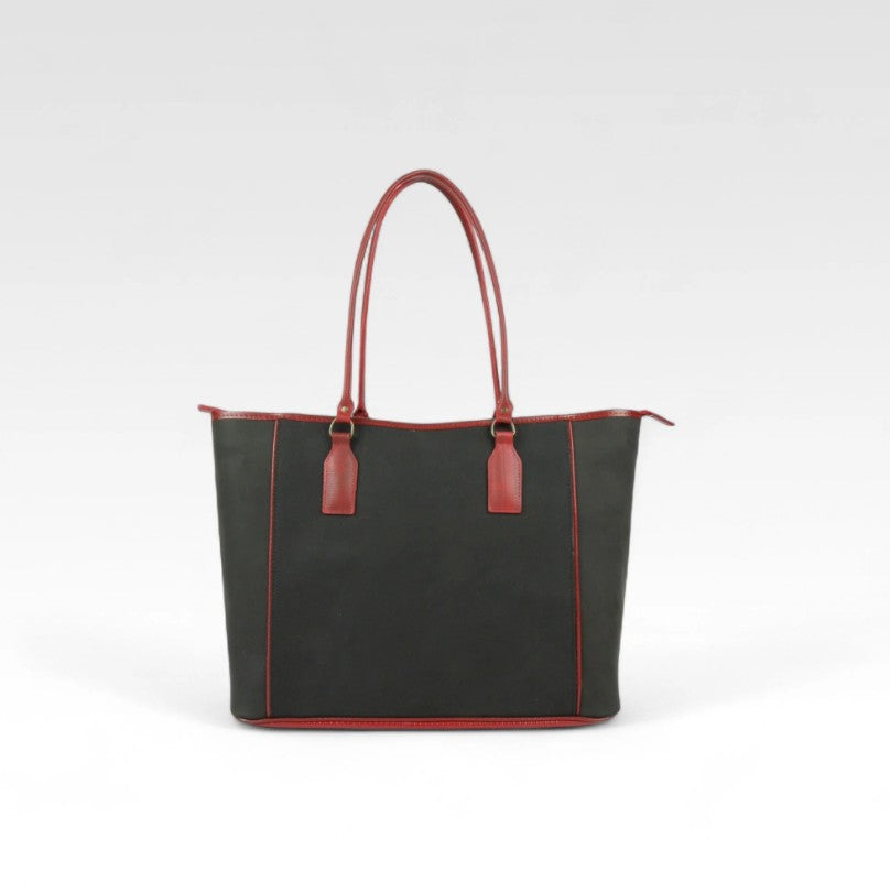 The Elvis and Kresse black and red tote bag on a white background