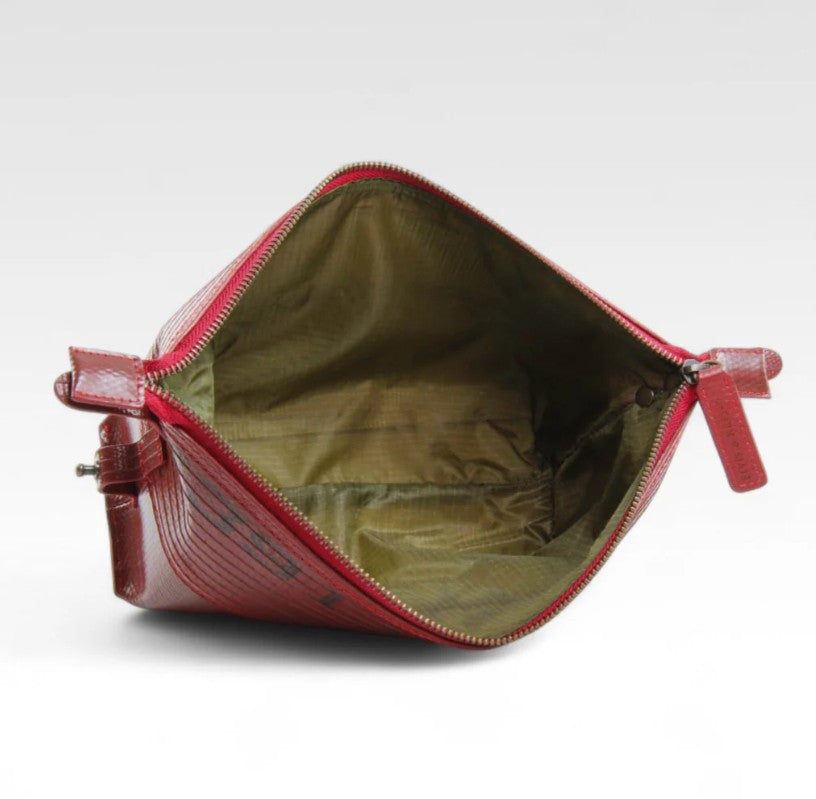 Elvis and Kresse medium red washbag open on a white background