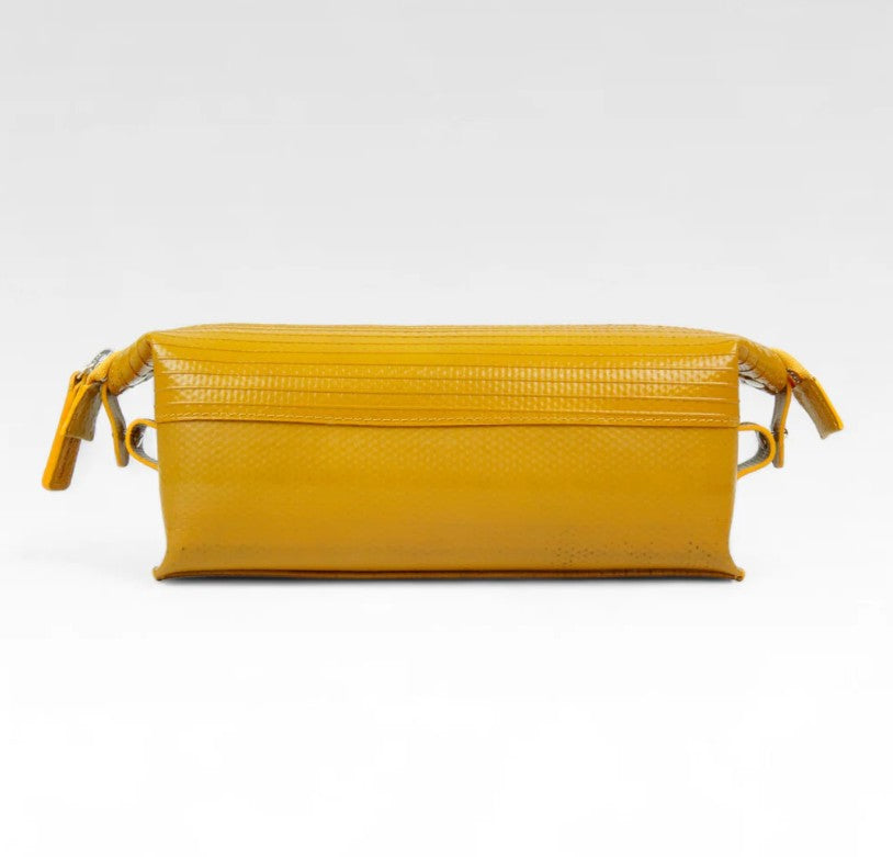 Elvis and Kresse medium yellow washbag on a white background