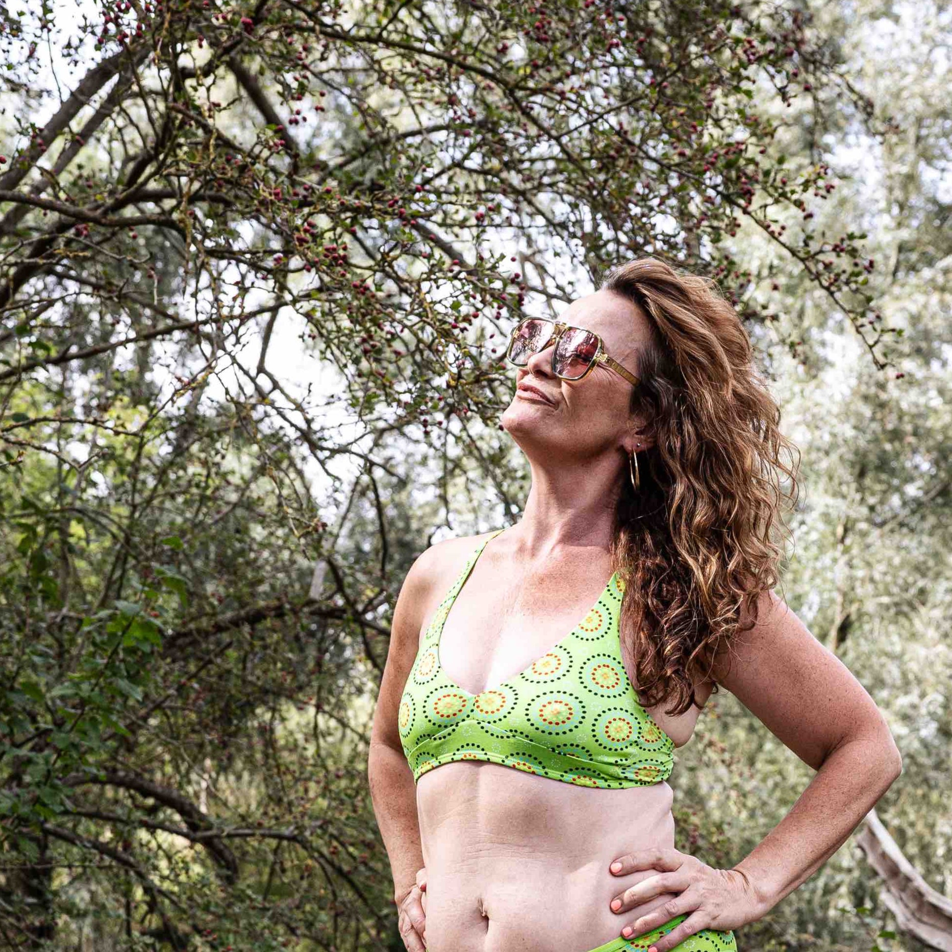 Women's organic cotton bralette - Green Mara design