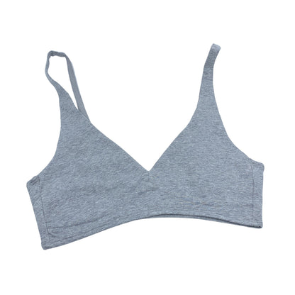 Women's organic cotton matching bralette and mid-rise bikini set - light heather grey