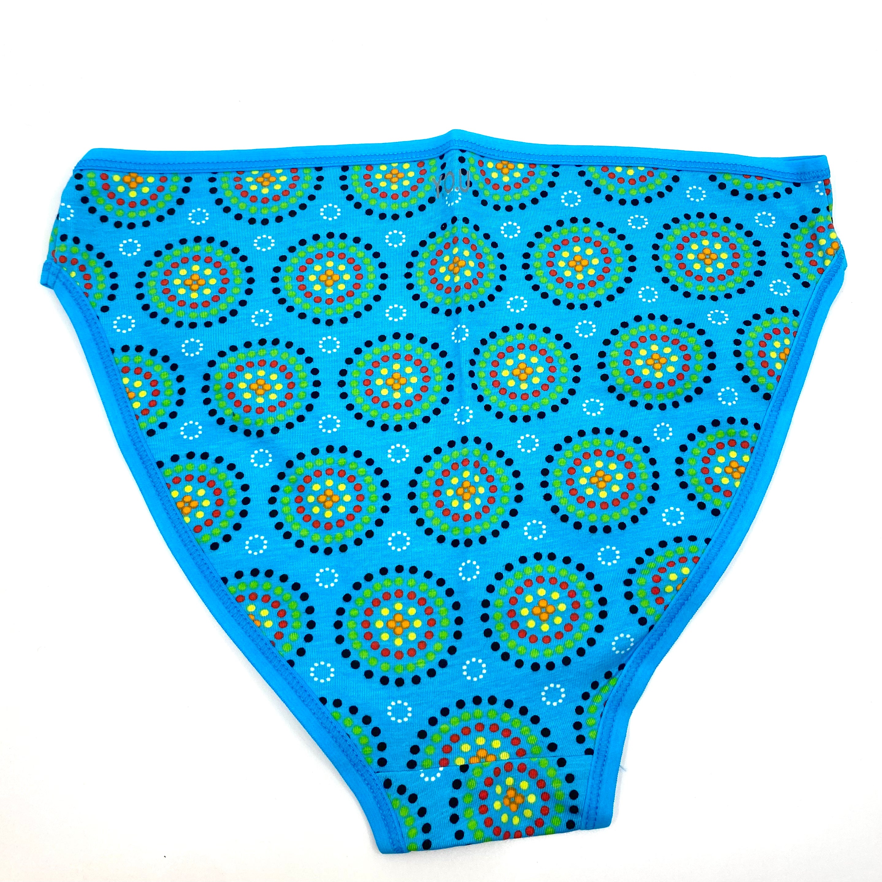 Women's organic cotton mid-rise bikini bottoms - Blue Mara print