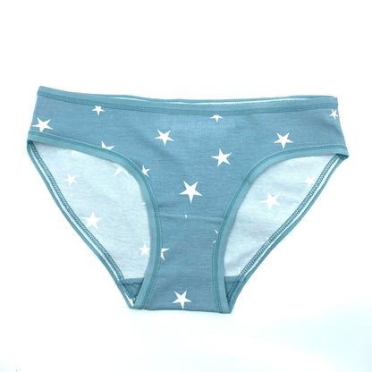 Girls' organic cotton knickers - blue with white stars