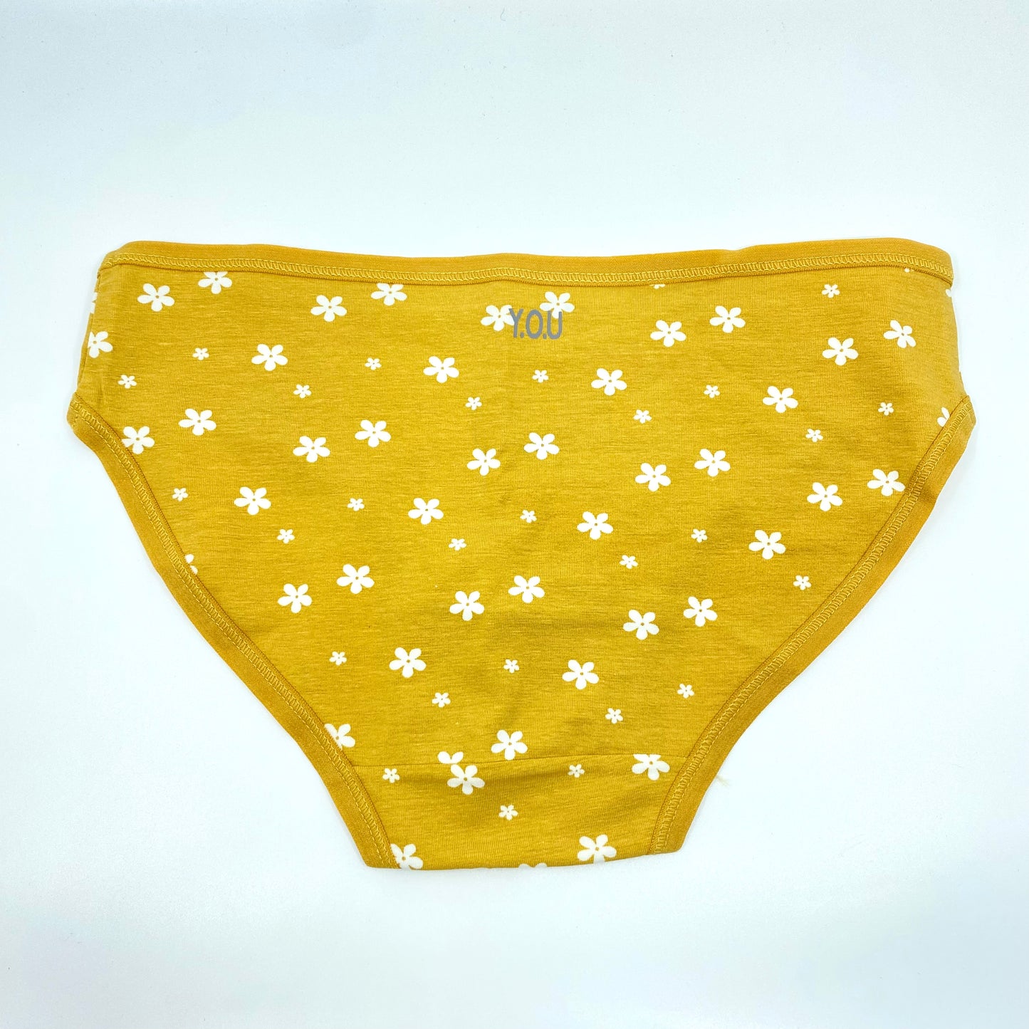 Girls' organic cotton knickers - yellow with white flowers