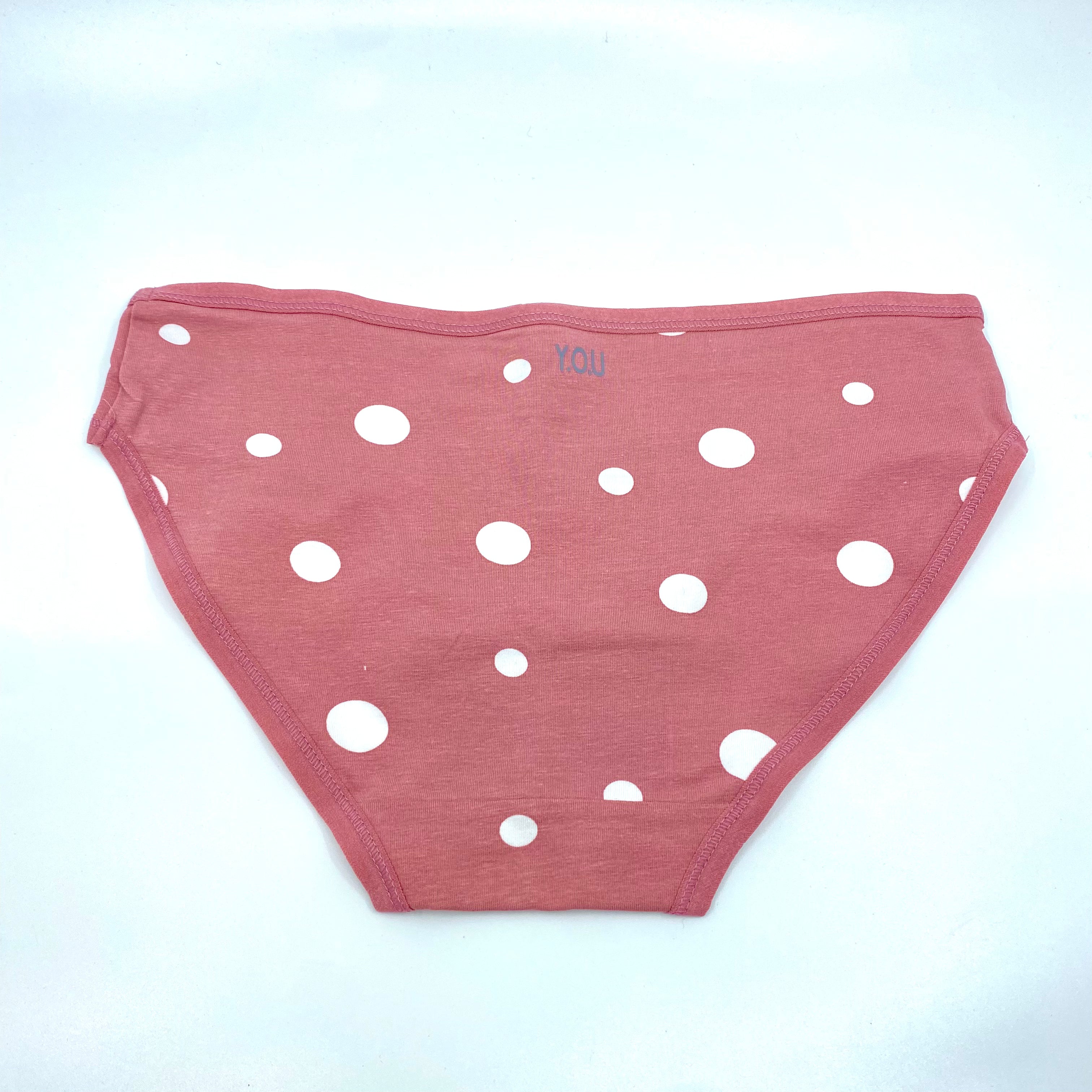 Women's organic cotton low-rise bikini bottoms - pink with white dots