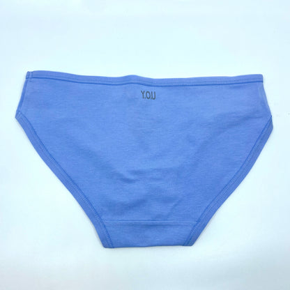 Women's organic cotton low-rise bikini bottoms in light blue