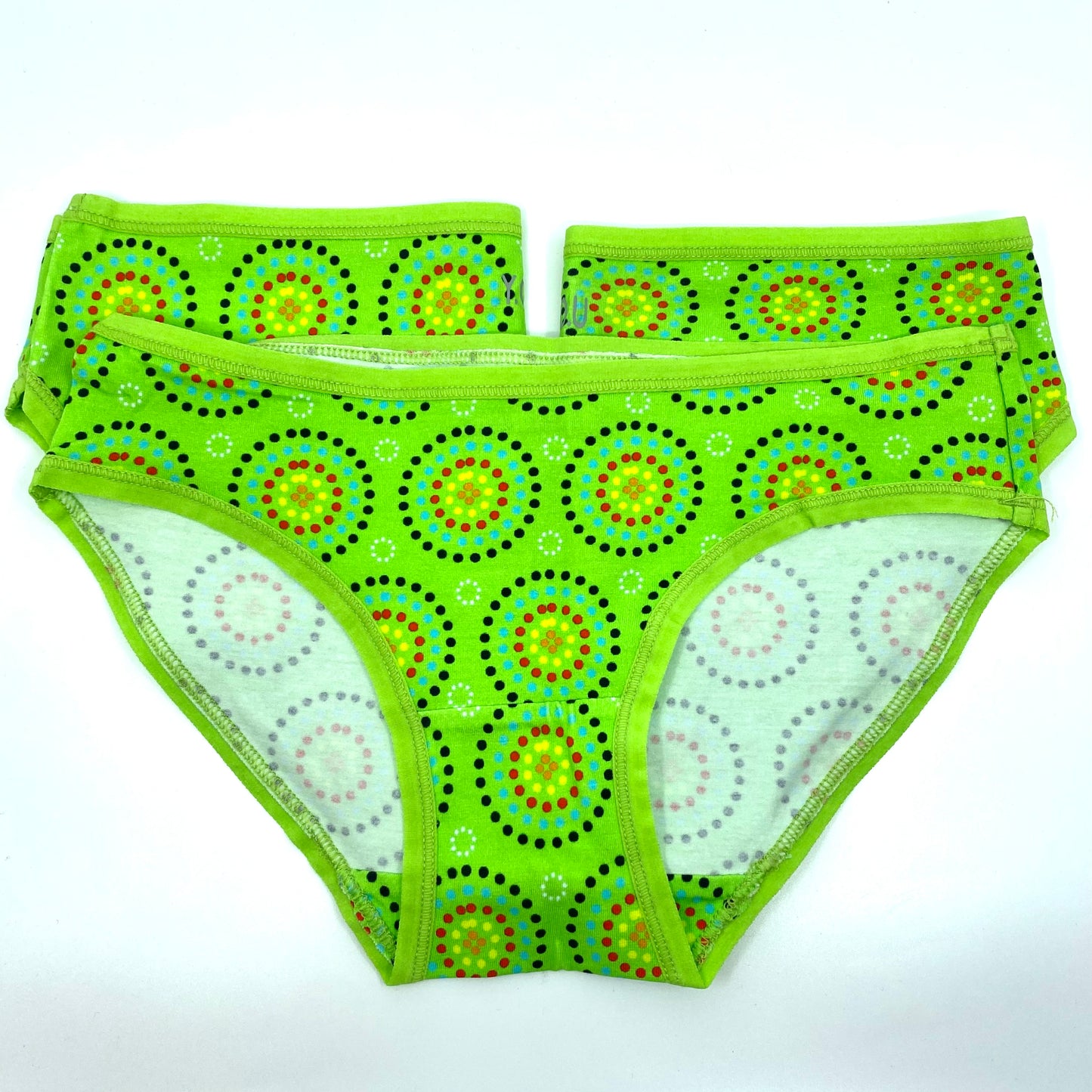 Women's organic cotton low-rise bikini bottoms - Mara design - Pack of 3