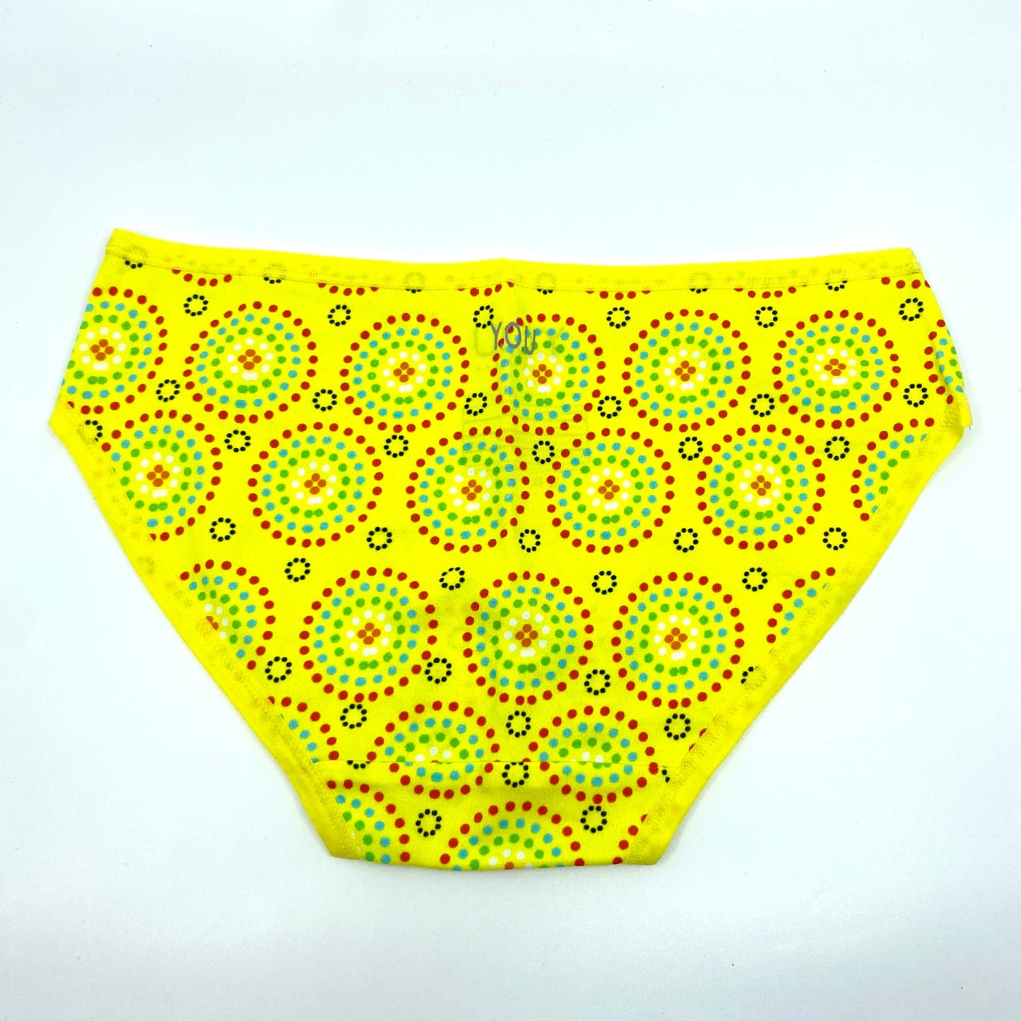 Women's organic cotton low-rise bikini bottoms - Yellow Mara design