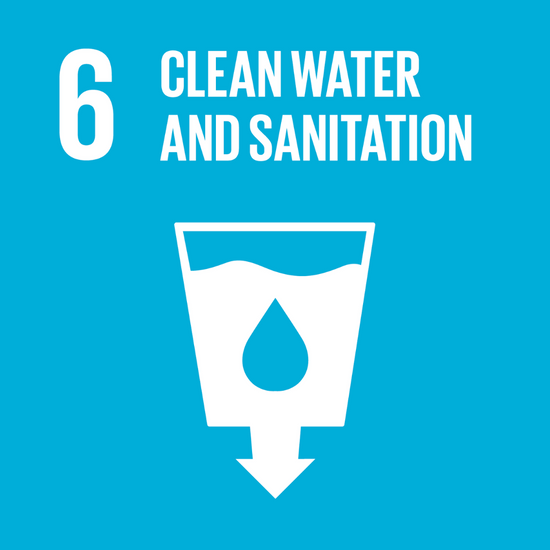 SDG 6 symbol on a blue background