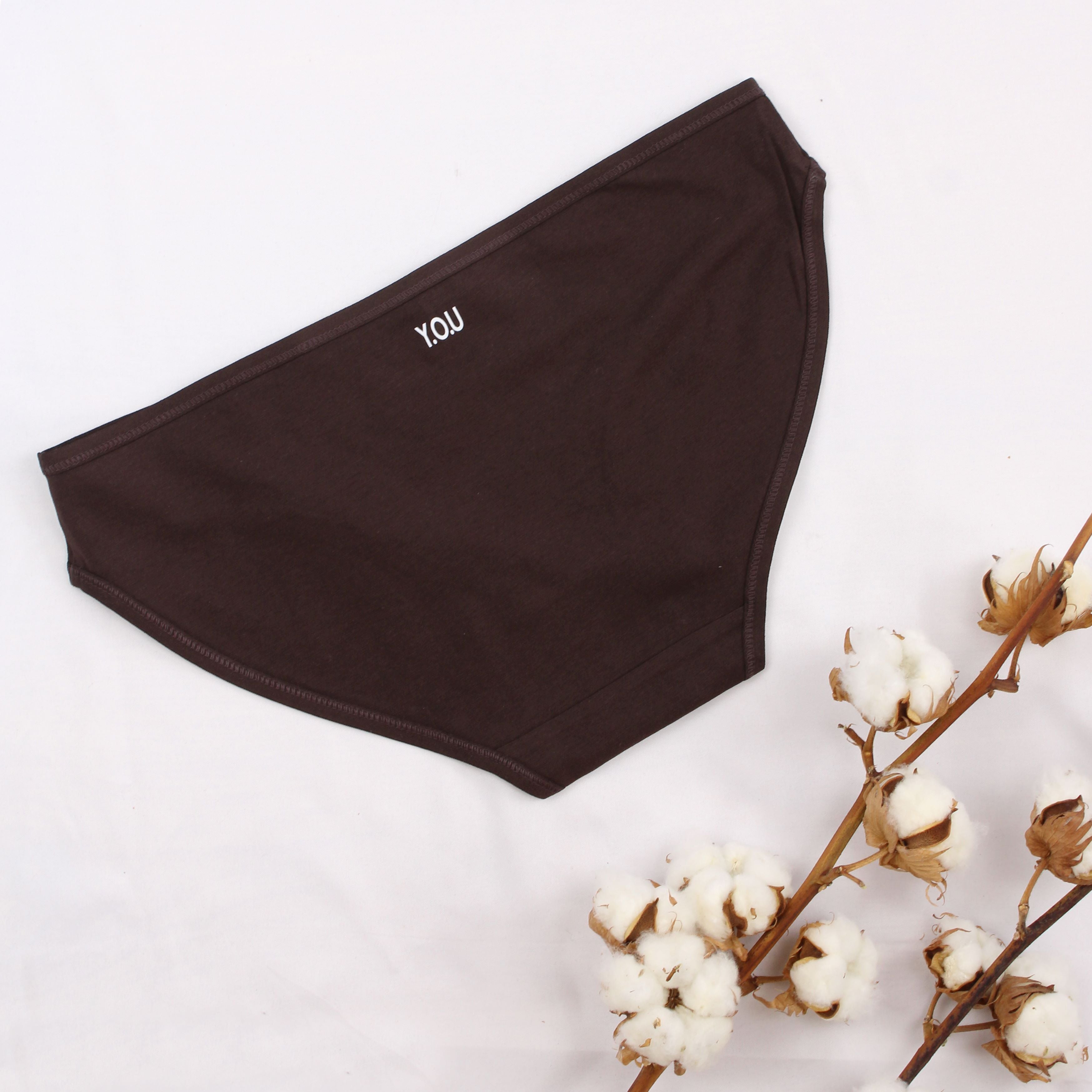 Women's organic cotton low-rise bikini bottoms in cocoa (dark nude)