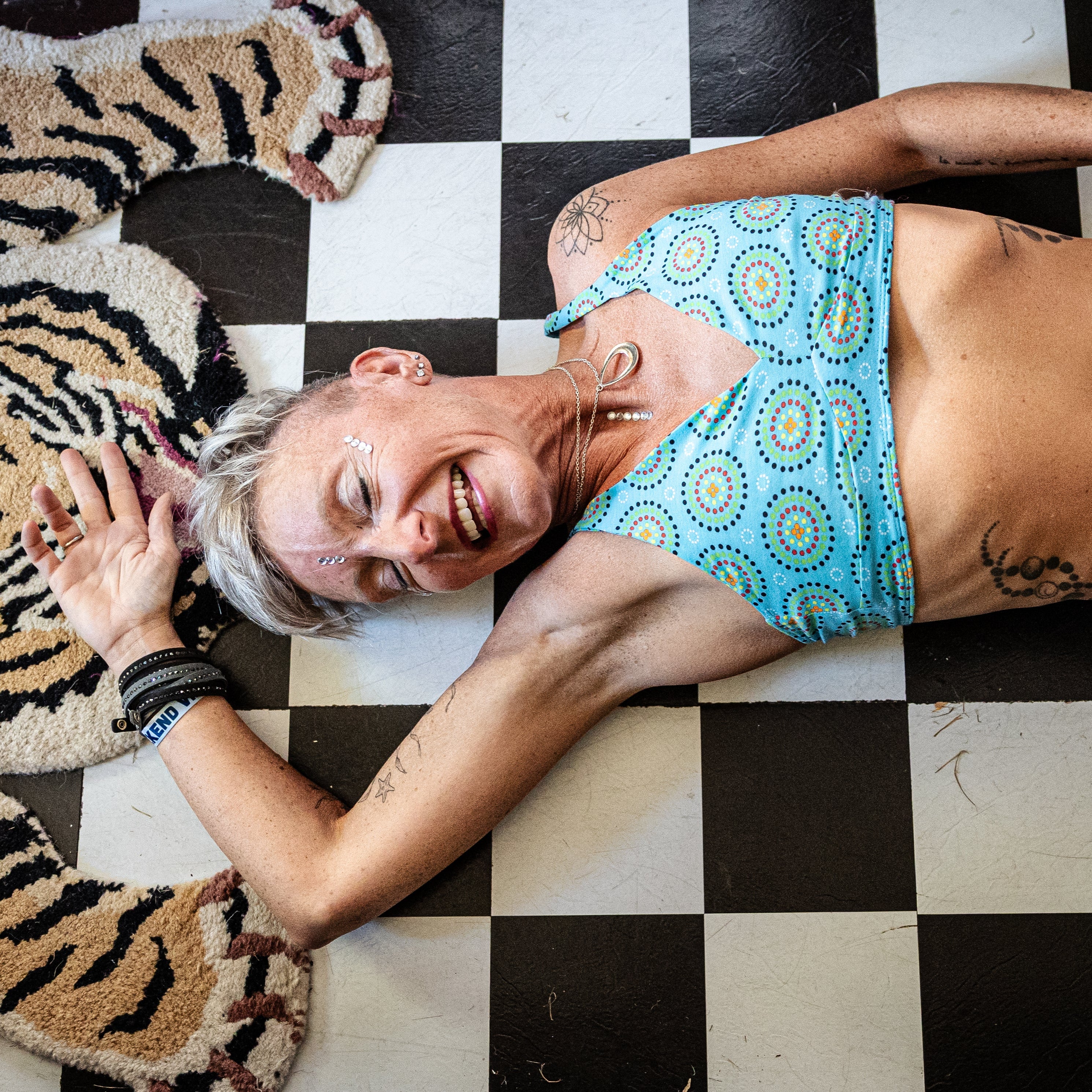 Women's organic cotton bralette - Blue Mara design