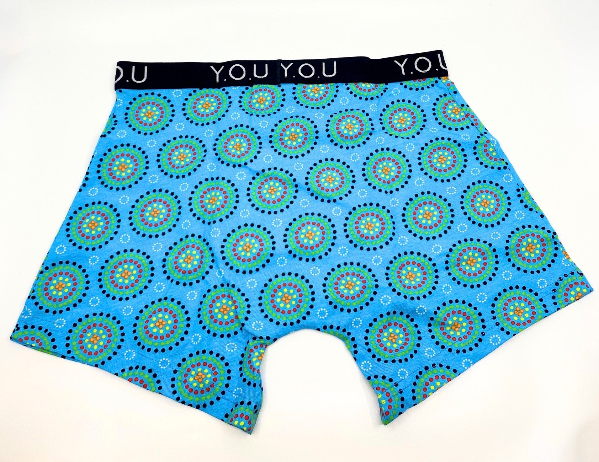 Men’s organic cotton mid-length trunks in Blue Mara