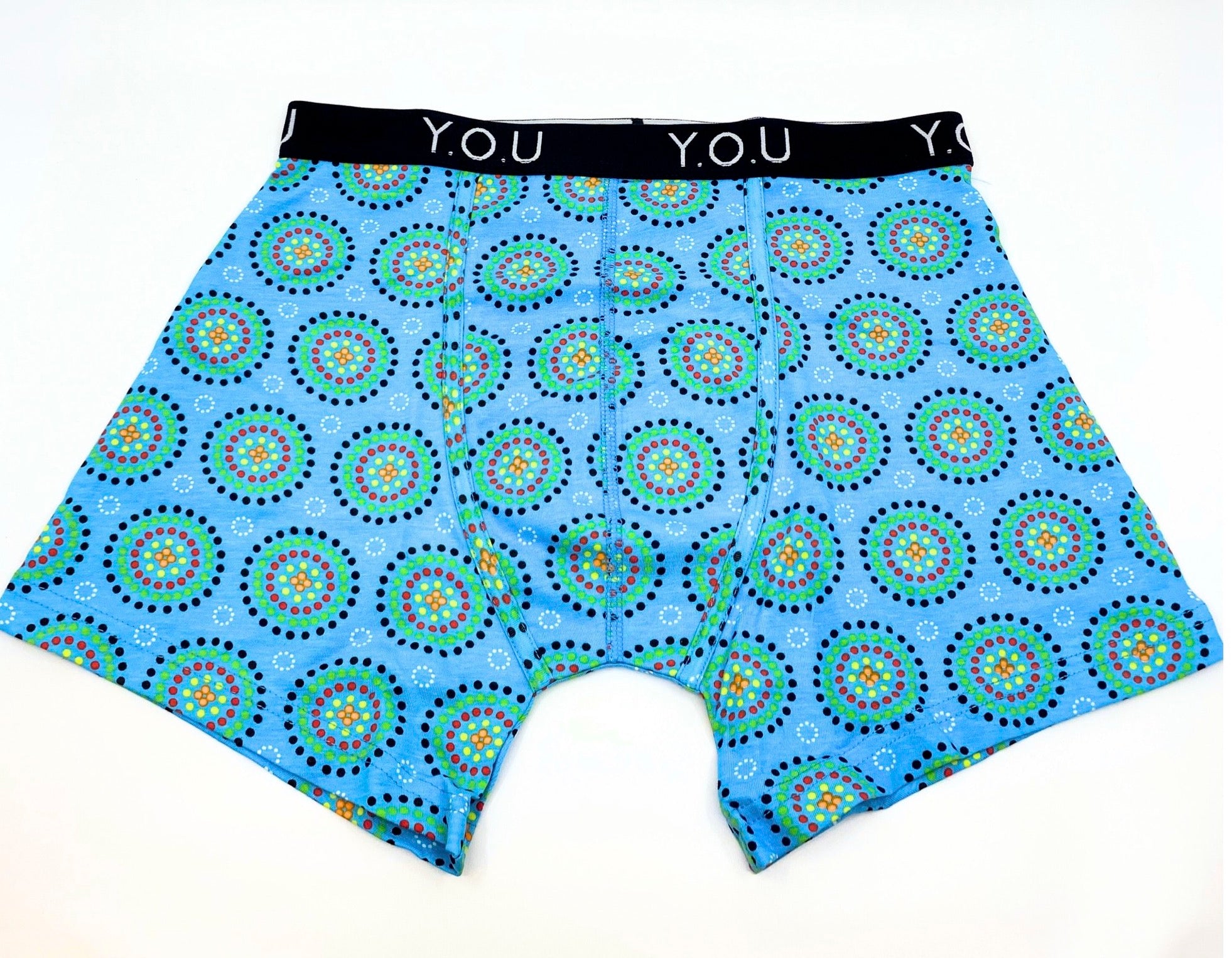 Men’s organic cotton mid-length trunks in Blue Mara