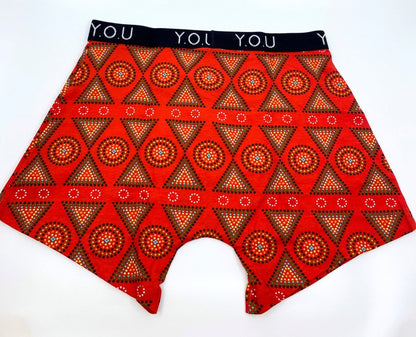 Men’s organic cotton mid-length trunks in Red Mara