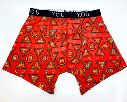 Men’s organic cotton mid-length trunks in Red Mara