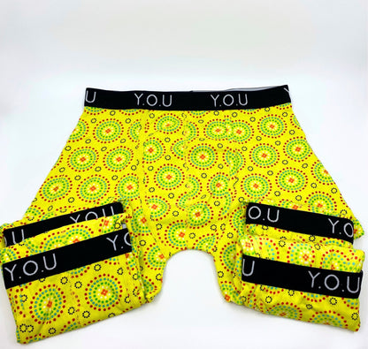 Men's Organic Cotton Mid-Length Trunks in Mara prints - pack of 5