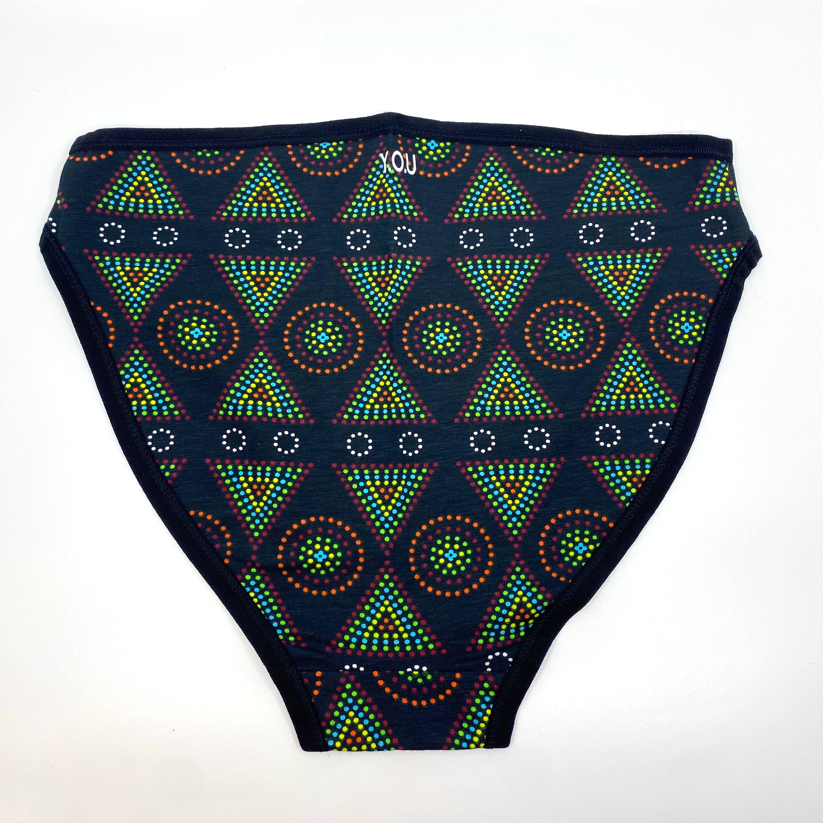 Women's organic cotton mid-rise bikini bottoms - Black Mara print