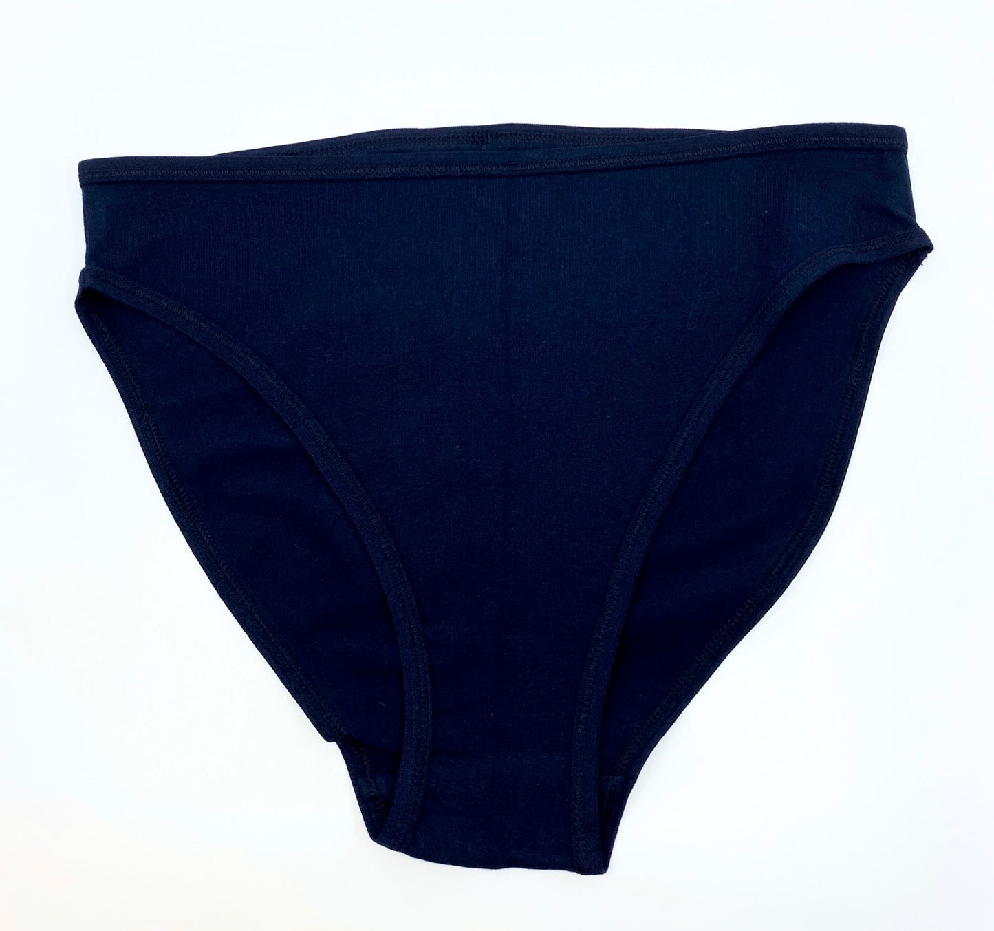 Women's organic cotton mid-rise bikini bottoms in navy blue